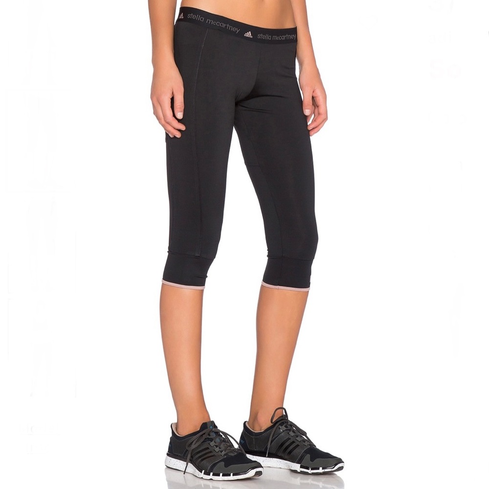 NEW ADIDAS BY STELLA MCCARTNEY REVOLVE BLACK CROPPED LEGGINGS - Picture 3 of 7